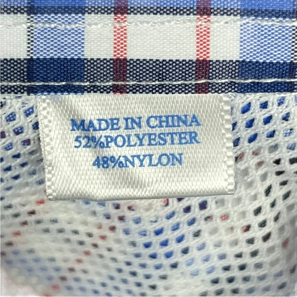 Southern Tide Fishing Shirt Mens L Blue Plaid Performance Long Sleeve Vent Back